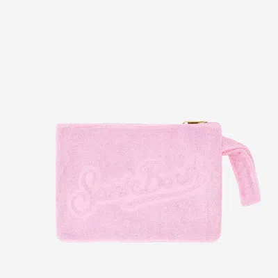 Mc2 Saint Barth Embossed Logo Cotton Pouch In Pink