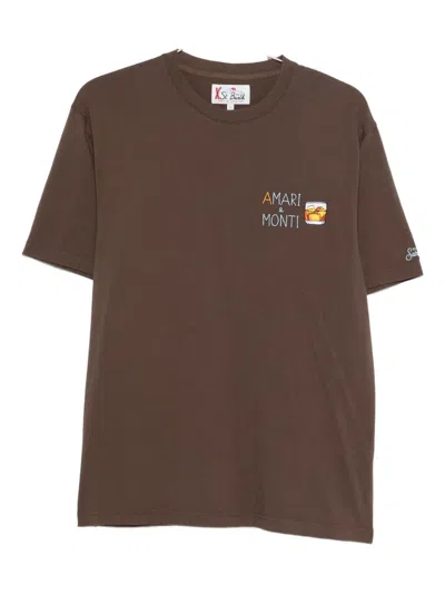 Mc2 Saint Barth Embroidered Arnott T-shirt In Brown