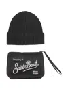 Mc2 Saint Barth Embroidered Beanie Pouch (set Of Two) In Black
