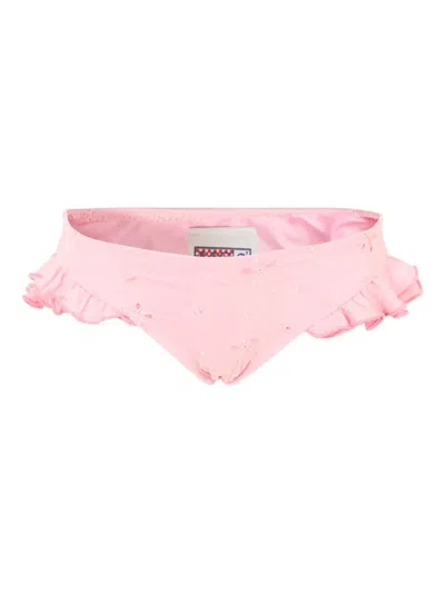 Mc2 Saint Barth Kids' Embroidered Bikini Bottoms In Pink
