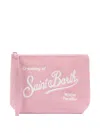 Mc2 Saint Barth Embroidered Corduroy Pouch In Pink