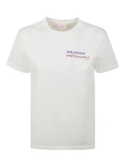 Mc2 Saint Barth Embroidered Cotton T-shirt In White