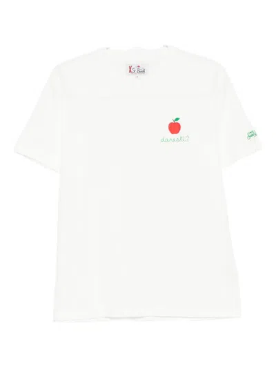 Mc2 Saint Barth Embroidered Cotton T-shirt In White
