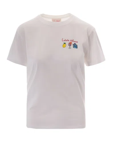 Mc2 Saint Barth Embroidered Cotton T-shirt In White