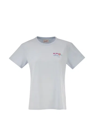 Mc2 Saint Barth Embroidered Cotton T-shirt In Blue
