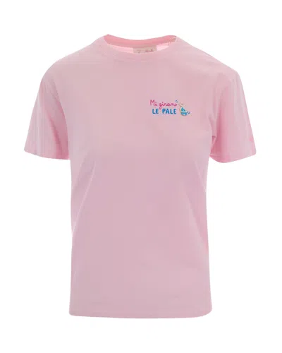 Mc2 Saint Barth Embroidered Cotton T-shirt In Pink