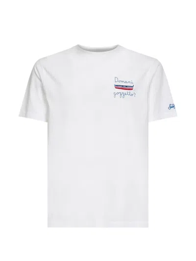 Mc2 Saint Barth Embroidered Cotton T-shirt In White