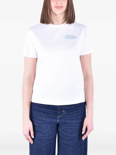 Mc2 Saint Barth Women White Graphic Crew Neck T-shirt