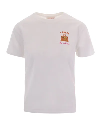Mc2 Saint Barth Embroidered Cotton T-shirt In White