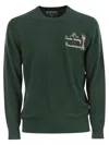 Mc2 Saint Barth Embroidered Crew Neck Jumper With Ribbed Finishes In Green