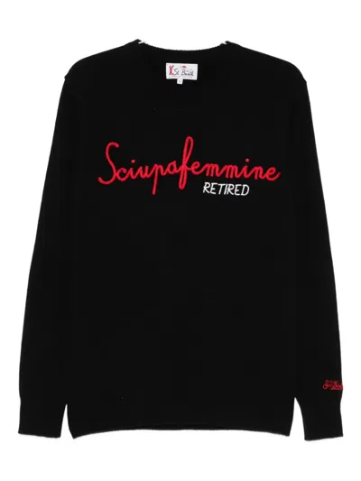 Mc2 Saint Barth Embroidered Crew-neck Sweater In Black