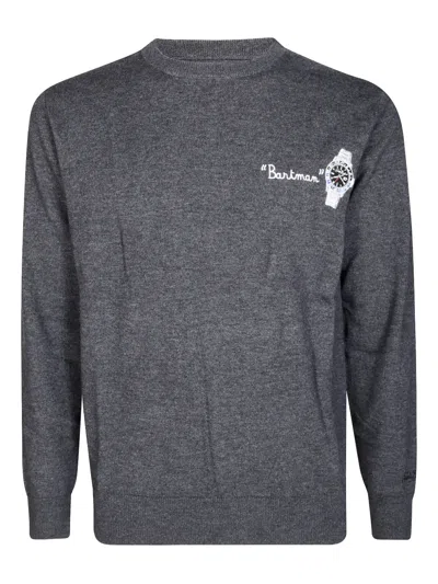 Mc2 Saint Barth Embroidered Crew-neck Sweater In Gray