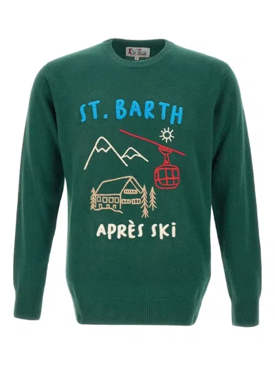 Mc2 Saint Barth Embroidered Crew-neck Sweater In Green