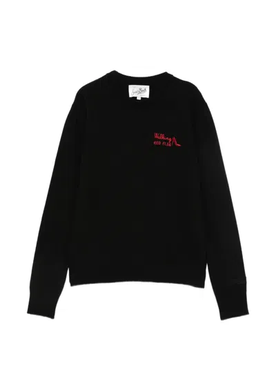 Mc2 Saint Barth Embroidered Crew-neck Sweater In Black