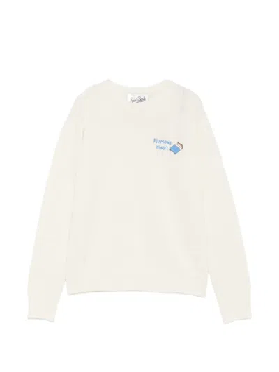 Mc2 Saint Barth Embroidered Crew-neck Sweater In White