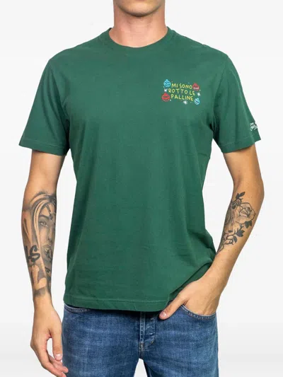 Mc2 Saint Barth Embroidered-detail T-shirt In Green