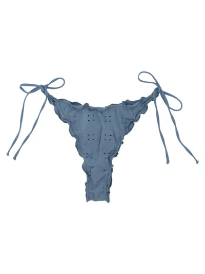 Mc2 Saint Barth Embroidered-eyelet Ruffled-details Bikini Bottoms In Blue