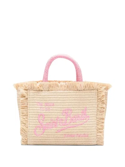 Mc2 Saint Barth Embroidered Fringed Tote Bag In Neutral