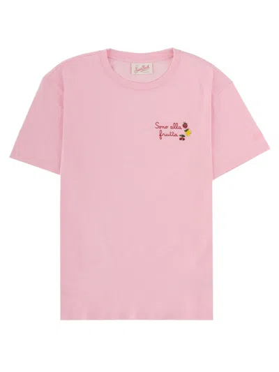 Mc2 Saint Barth Embroidered Graphic Cotton T-shirt In Yellow