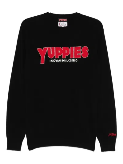 Mc2 Saint Barth Embroidered Heron Sweater In Black