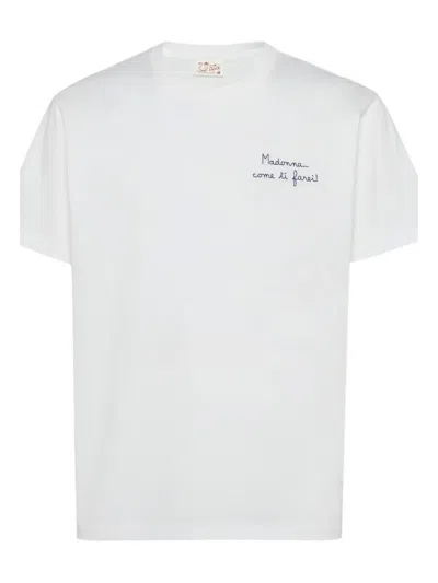 Mc2 Saint Barth Embroidered-lettering T-shirt In White