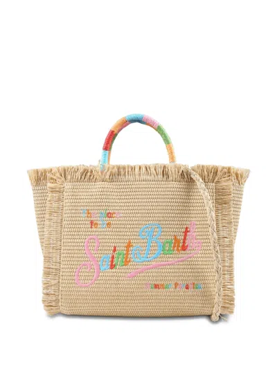 Mc2 Saint Barth Kids' Embroidered-logo Bag In Neutrals