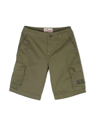 Mc2 Saint Barth Kids' Embroidered-logo Cargo Shorts In Military Green
