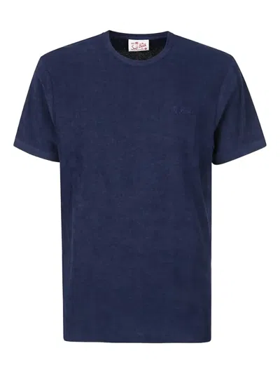 Mc2 Saint Barth Embroidered-logo Cotton T-shirt In Blue