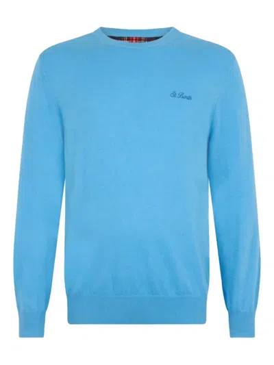 Mc2 Saint Barth Embroidered-logo Crew-neck Jumper In Blue