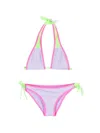 Mc2 Saint Barth Embroidered-logo Halterneck Bikini In Purple