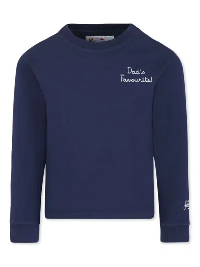 Mc2 Saint Barth Kids' Embroidered Logo T-shirt In Blue