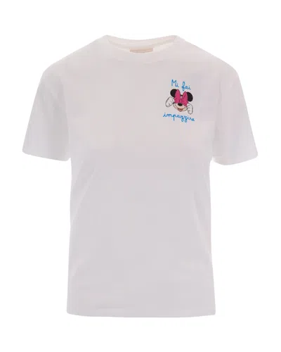 Mc2 Saint Barth Embroidered Minnie Character T-shirt In White
