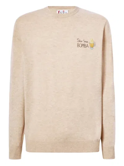 Mc2 Saint Barth Embroidered-motif Crew-neck Sweater In Pink