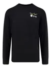 Mc2 Saint Barth Ribbed Cuff Crew Neck Sweatshirt With Embroidery In Black