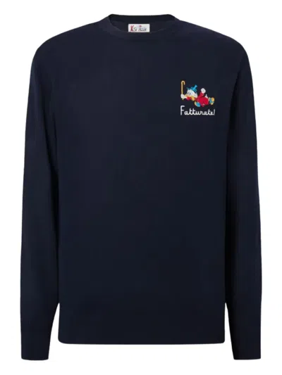 Mc2 Saint Barth Embroidered-motif Sweater In Blue