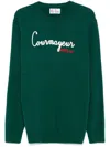 Mc2 Saint Barth Man Blended Cashmere Sweater With Sun Moritz Embroidery In Grün