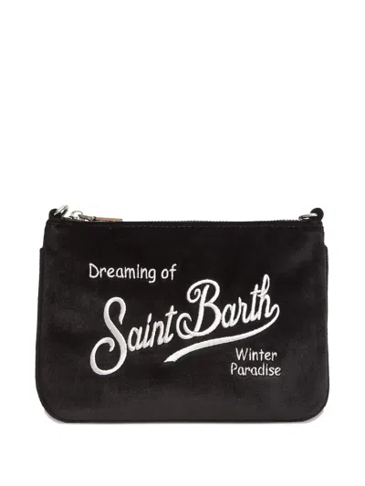 Mc2 Saint Barth Embroidered Parisienne Clutch Bag In Black