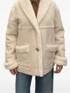 Mc2 Saint Barth Embroidered Shearling Textured Jacket In Neutral