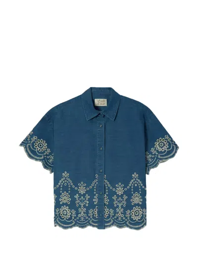 Mc2 Saint Barth Embroidered Shirt In Blue