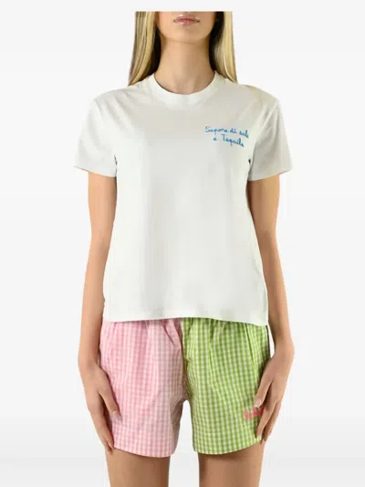 Mc2 Saint Barth Embroidered Short-sleeve T-shirt In White