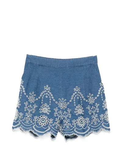Mc2 Saint Barth Embroidered Shorts In Blue