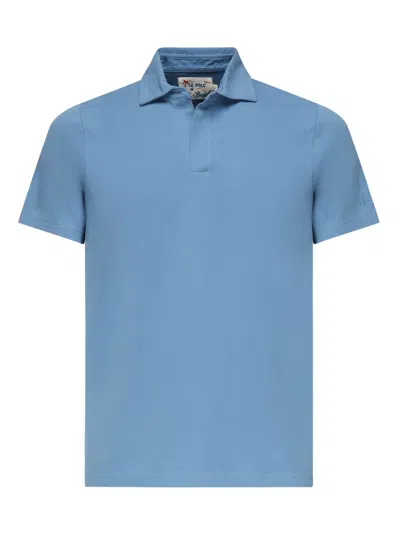 Mc2 Saint Barth Embroidered-sleeve Polo Shirt In Blue