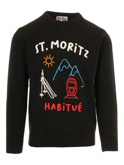 Mc2 Saint Barth Embroidered Sweater In Black