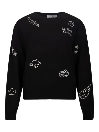 Mc2 Saint Barth Embroidered Sweater In Black
