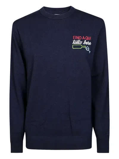 Mc2 Saint Barth Embroidered Sweater In Blue
