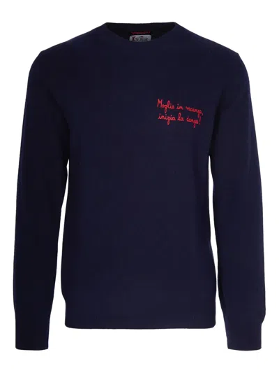 Mc2 Saint Barth Embroidered Sweater In Blue