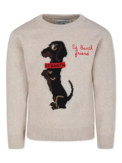 Mc2 Saint Barth Kids' Embroidered Sweater In Neutrals