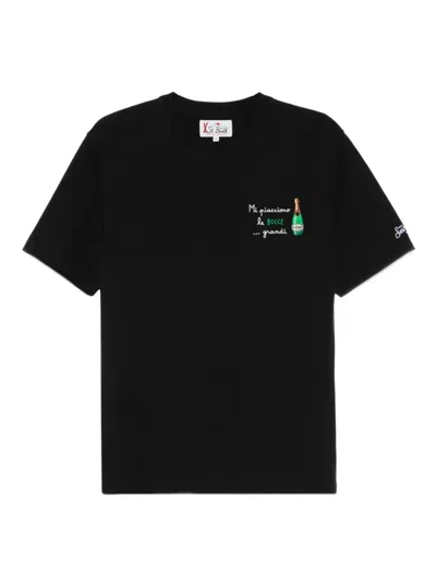 Mc2 Saint Barth Embroidered T-shirt In Black