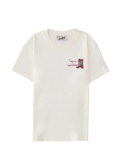 Mc2 Saint Barth White Graphic Crew Neck T-shirt