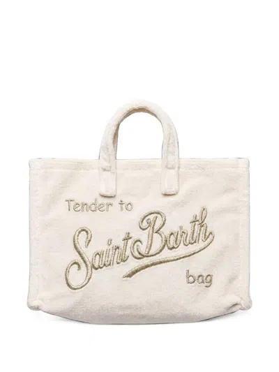 Mc2 Saint Barth Embroidered Terry-cloth Tote Bag In Metallic